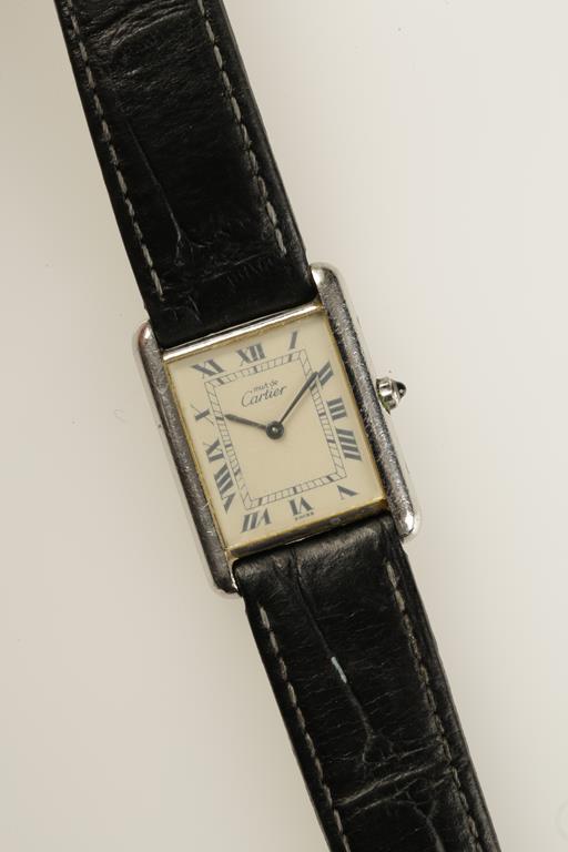 CARTIER: A LADIES SILVER WRISTWATCH