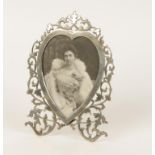 A VICTORIAN PHOTOGRAPH FRAME of heart form,