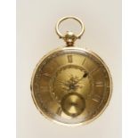 A GENTLEMANS 18CT YELLOW GOLD OPEN-FACED POCKET WATCH