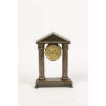 A PLATED "PORTICO" MANTEL CLOCK