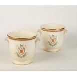 A PAIR OF WEDGWOOD CREAMWARE ARMORIAL ICE PAILS