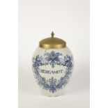 A DELFTWARE TIN GLAZED TOBACCO JAR