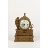 A CONTINENTAL GILTWOOD MANTEL CLOCK