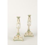 A PAIR OF PARIS PORCELAIN CANDLESTICKS