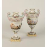 A PAIR OF DOCCIA STYLE ITALIAN PORCELAIN VASES