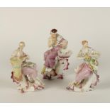 A SET OF THREE VIENNA PORCELAIN SALTS