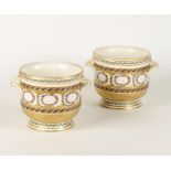 A PAIR OF SEVRES PORCELAIN CACHEPOTS