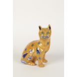 A "MOSANIC" GALLE STYLE POTTERY SEATED CAT