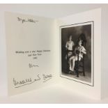 TRH THE PRINCE AND PRINCESS OF WALES: SIGNED CHRISTMAS CARD, with twin gilt embossed ciphers to