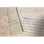 TRH QUEEN VICTORIA AND PRINCE ALBERT: A SIGNED AWARD LETTER AND DOCUMENT, the award document