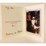 TRH THE PRINCE AND PRINCESS OF WALES: SIGNED CHRISTMAS CARD, with twin gilt embossed ciphers to