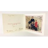 TRH THE PRINCE AND PRINCESS OF WALES: SIGNED CHRISTMAS CARD, with twin gilt embossed ciphers to