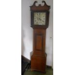 A GEORGE III OAK LONGCASE CLOCK, the white enamel dial with Roman numerals, subsidiary seconds