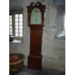 A GEORGE III OAK LONGCASE CLOCK, the white enamel dial with Arabic numerals and subsidiary seconds