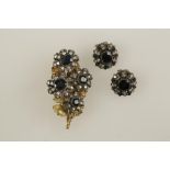 BUCELLATI: A ROSE-CUT DIAMOND AND SAPPHIRE BROOCH AND EARRING SUITE