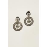 A PAIR OF ART DECO STYLE DIAMOND EARRINGS