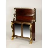 A REGENCY ROSEWOOD AND BRASS INLAID CHIFFONIER BOOKCASE