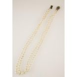 A DOUBLE STRAND CULTURED PEARL NECKLACE,