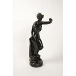 AFTER HUMPHREY HOPPER: A BRONZE EFFECT PLASTER SCULPTURE of a loosely clad classical maiden