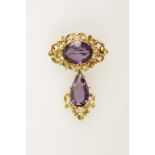 A VICTORIAN AMETHYST BROOCH