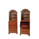 A PAIR OF GEORGE III MAHOGANY SECRETAIRE LIBRARY BOOKCASES, the upper