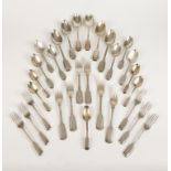 A COLLECTED PART CANTEEN of William IV and later cutlery