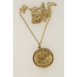 A GEORGE V HALF SOVEREIGN, 1911, in a 9ct yellow gold pendant mount