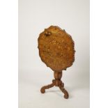 A DUTCH WALNUT AND MARQUETRY TIP TOP OCCASIONAL TABLE