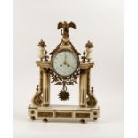 A 19TH CENTURY FRENCH WHITE MARBLE AND GILT METAL MANTEL CLOCK