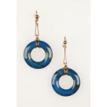 A PAIR OF LAPIS LAZULI EARRINGS