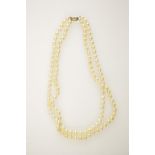 A DOUBLE STRAND CULTURED PEARL NECKLACE