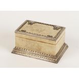 OMAR RAMSDEN: AN ARTS AND CRAFTS SILVER MOUNTED SHAGREEN TABLE CIGARETTE BOX