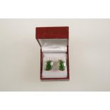 A PAIR OF JADEITE EARRINGS