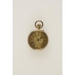 A LADIES 14K YELLOW GOLD OPEN FACED POCKET WATCH