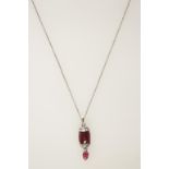 A RUBY AND DIAMOND PENDANT