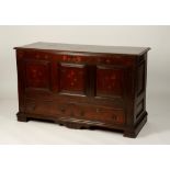 A WELSH OAK AND MARQUETRY MULE CHEST