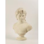 AFTER THE ANTIQUE: A CLASSICAL STYLE MARBLE BUST OF A YOUNG APOLLO