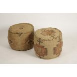 A PAIR OF TRIBAL STYLE POUFFES