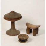 TRIBAL ART: A dome top lidded stool or food preparation vessel