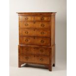 A GEORGE II WALNUT CHEST ON CHEST