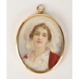 ENGLISH SCHOOL, 19th century An oval painted portrait miniature of a lady