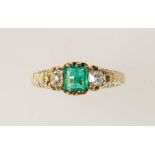 AN EMERALD AND DIAMOND DRESS RING