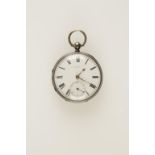 A GENTLEMANS SILVER OPEN FACED POCKET WATCH