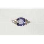 A SAPPHIRE AND DIAMOND DRESS RING