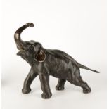 A JAPANESE BRONZE SCULPTURE OF AN ELEPHANT