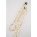 A DOUBLE STRAND CULTURED PEARL NECKLACE