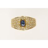 A SAPPHIRE AND DIAMOND DRESS RING