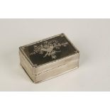AN EDWARDIAN SILVER AND TORTOISESHELL PIQUE-WORK DRESSING TABLE BOX