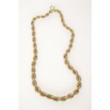 A 14CT YELLOW GOLD GRADUATED ROPE-TWIST NECKLACE