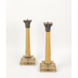 A PAIR OF CORINTHIAN COLUMN STYLE TABLE LAMPS